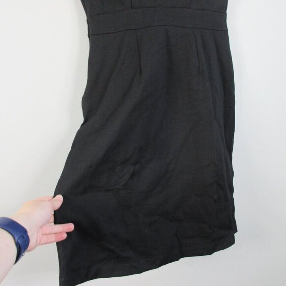 Quince Ultra Stretch Ponte Cap Sleeve Dress S Black Rayon Mini Career Office 414 - Picture 9 of 13